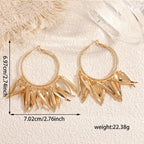 Women Hanging Earrings with Elegant Decorative Leaf Design