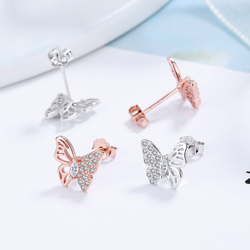 Ladies earrings in an elegant butterfly design with sparkling zirconia