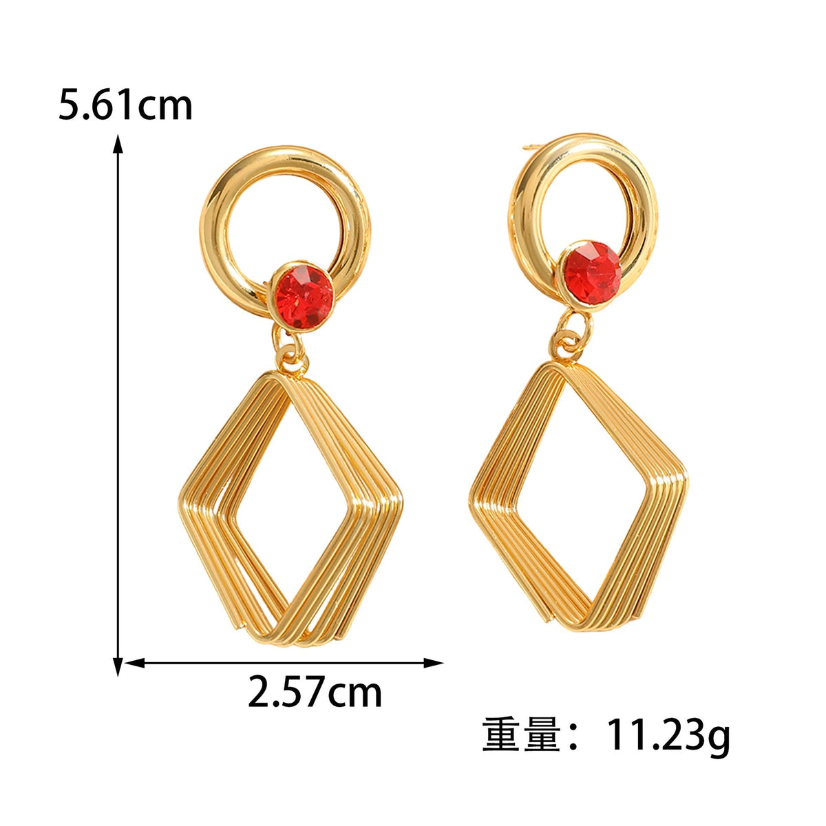 Women's Design Earrings with Geometric Wire Motif