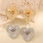 Ladies Heart-Shaped Earrings with Sparkling Zircon Decorations