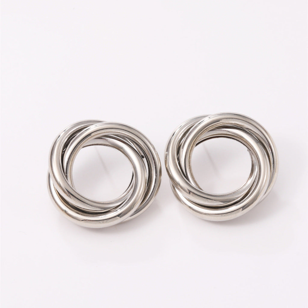Women's Hanging Earrings with Elegant, Curved Ring Design