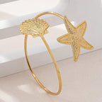 Women Open Bangle with Maritime Star and Shell Design