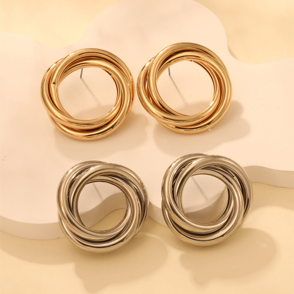 Women's Hanging Earrings with Elegant, Curved Ring Design