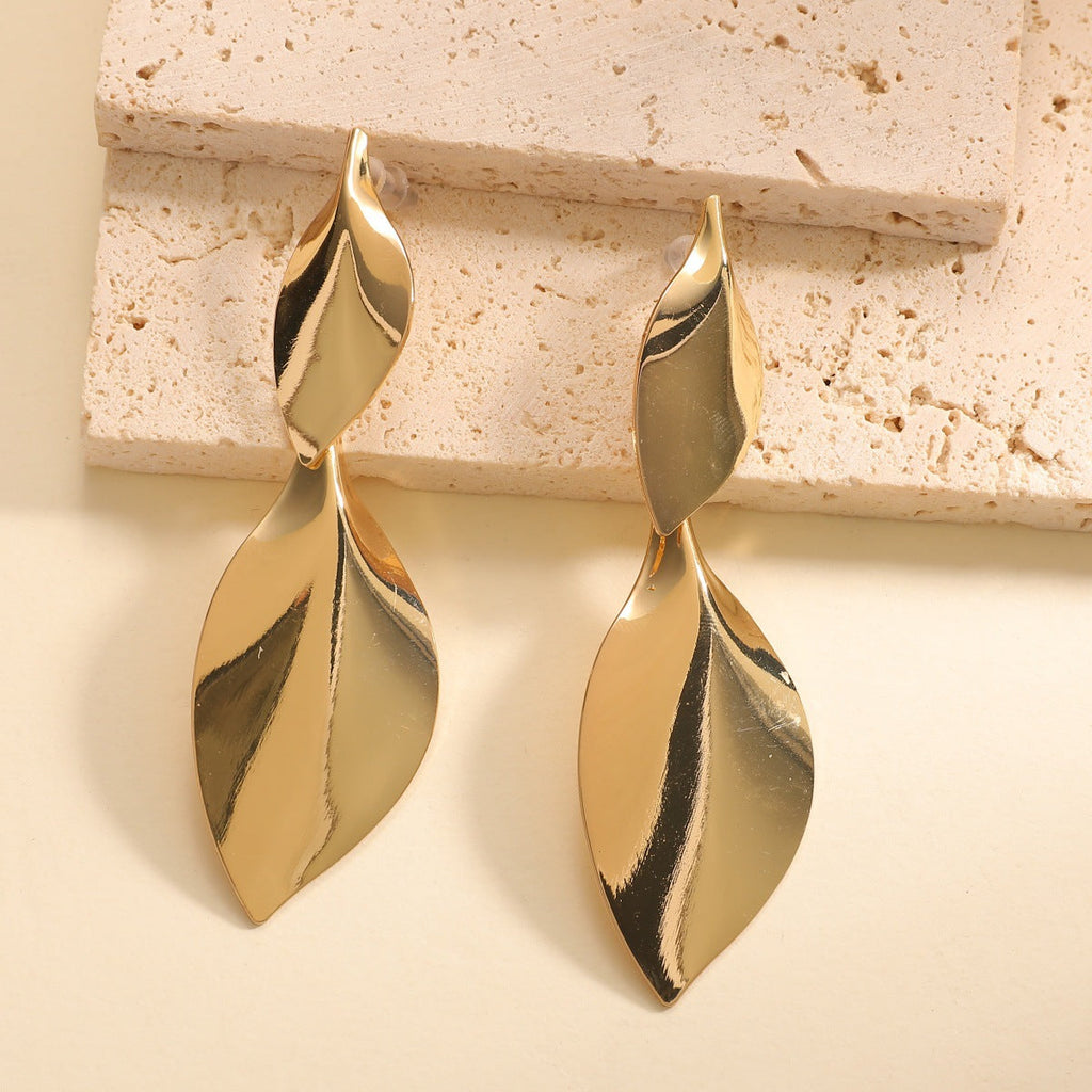 Women Hanging Earrings with Elegant Leaf Shape and Luxurious Finish