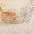 Women's Open Bangle with Modern, Layered Design