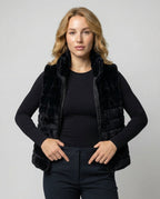 Quilted vest made of faux fur for women