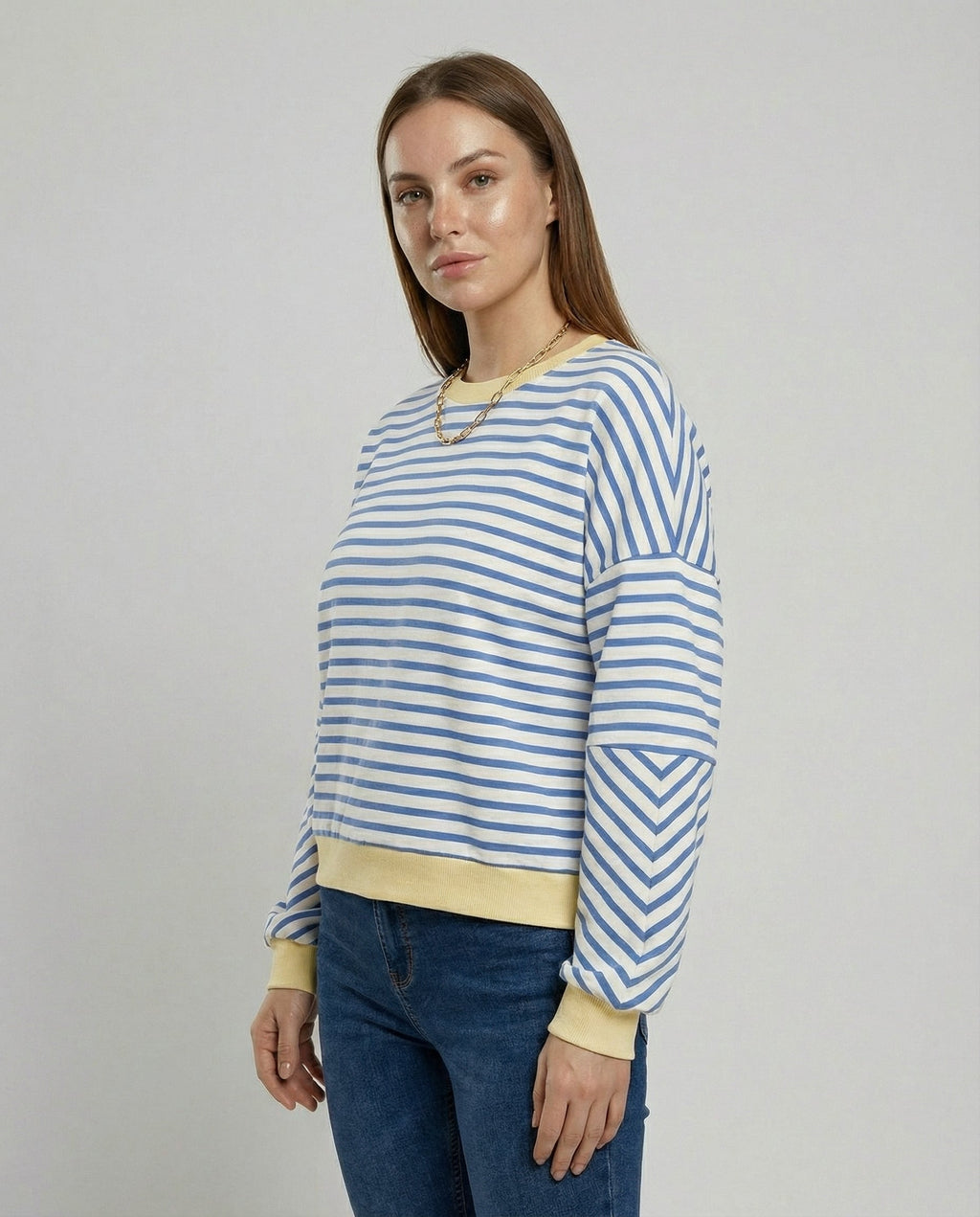 Boxy Sweatshirt Women Striped