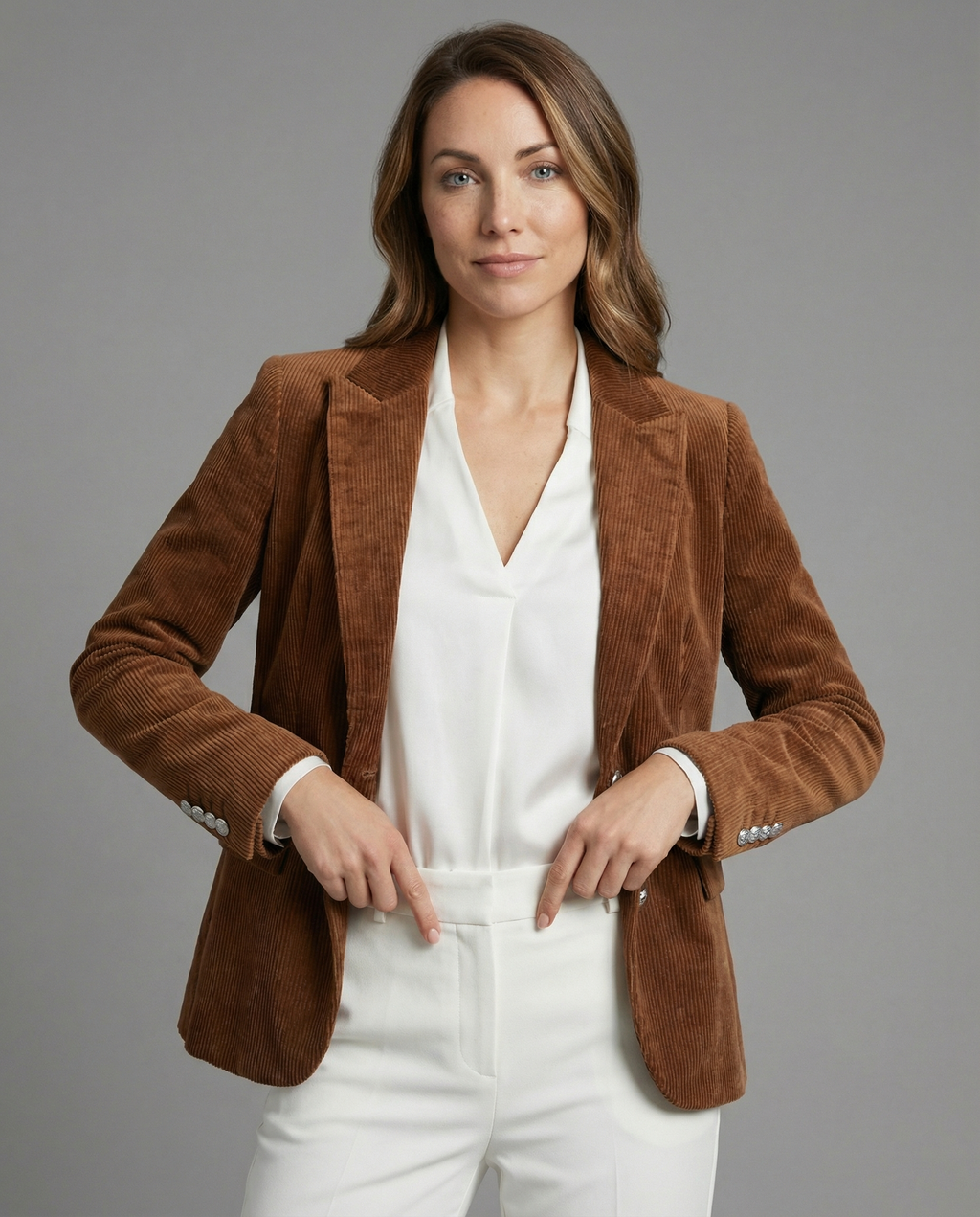 Cord Blazer Women Elegant