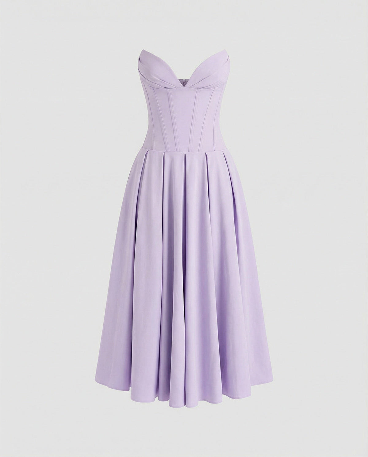 Women's evening dress with deep V-neck and flared skirt - product shot