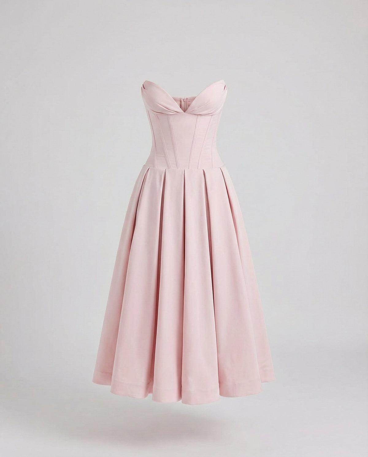 Women's evening dress with deep V-neck and flared skirt - product shot