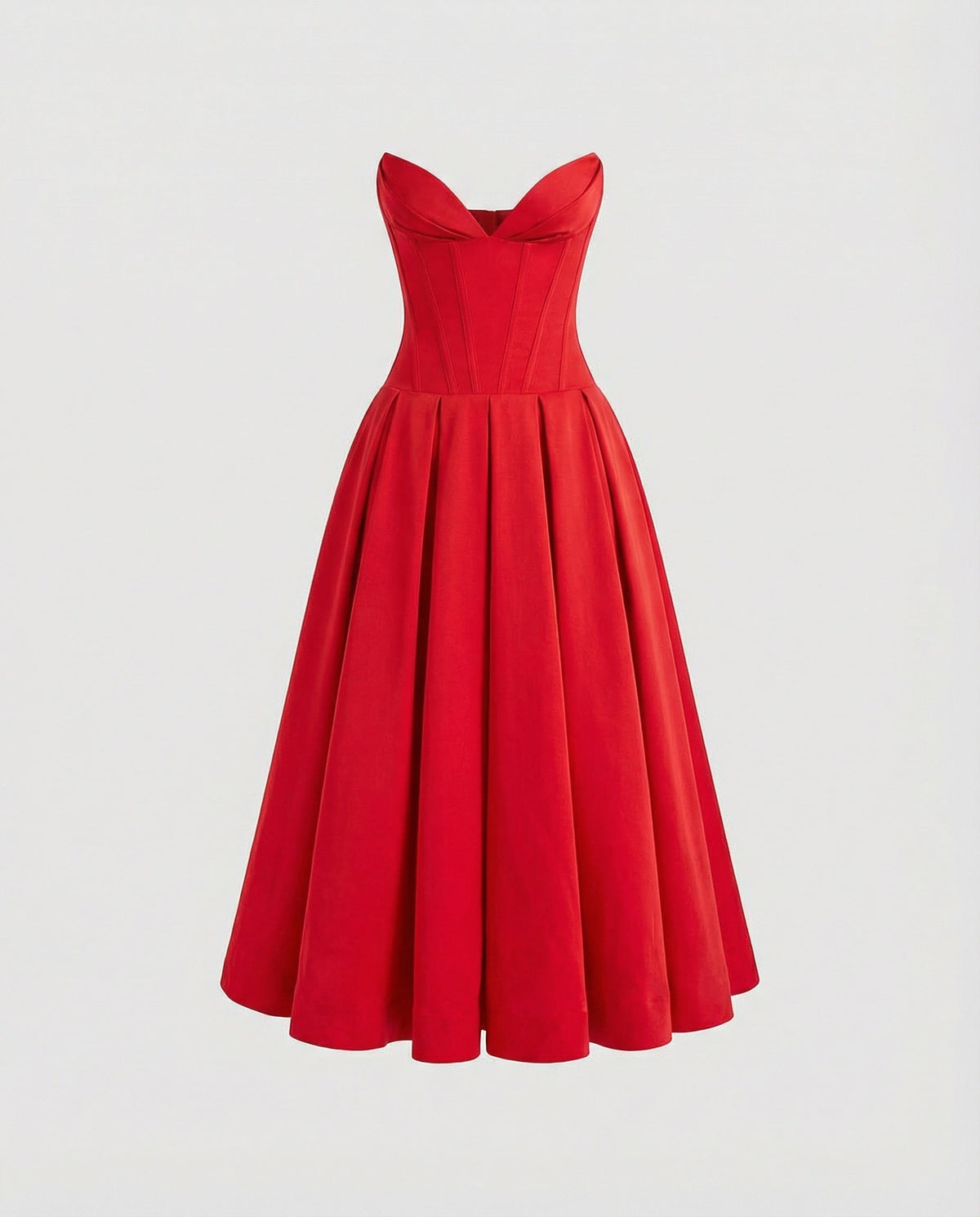 Women's evening dress with deep V-neck and flared skirt - product shot