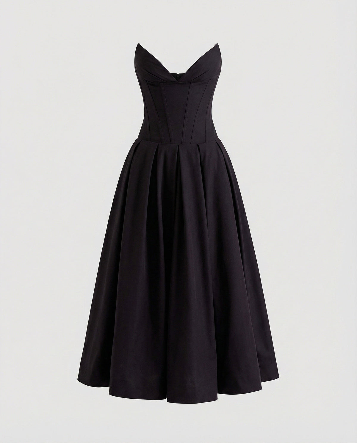 Women's evening dress with deep V-neck and flared skirt - product shot