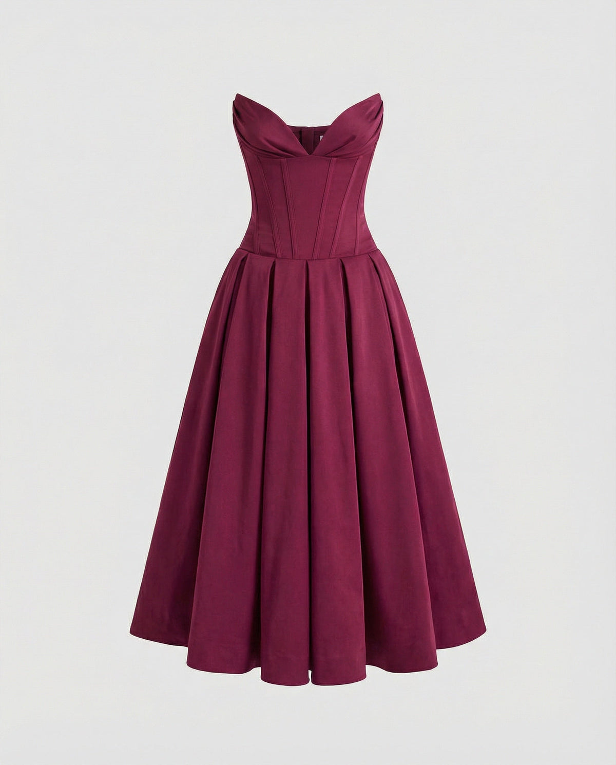 Women's evening dress with deep V-neck and flared skirt - product shot