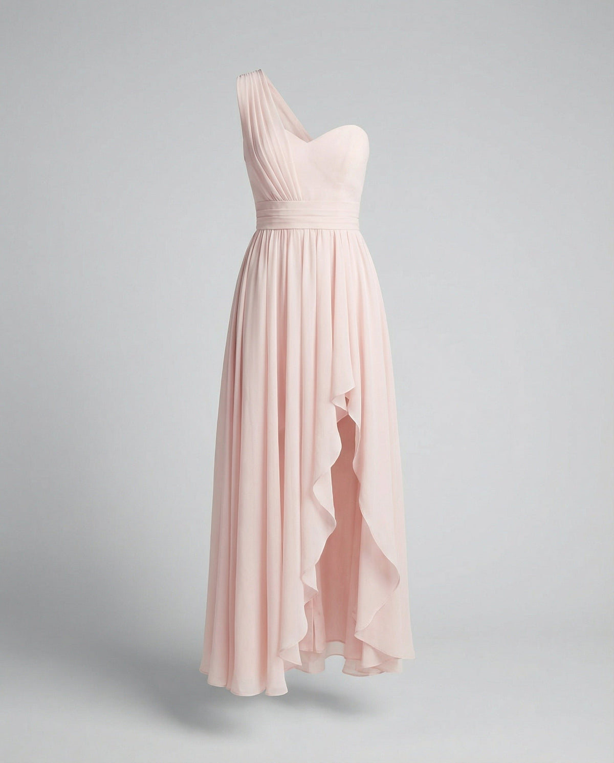Women Elegant Maxi Dress with Asymmetric Hem and Ruffle Details - product shot
