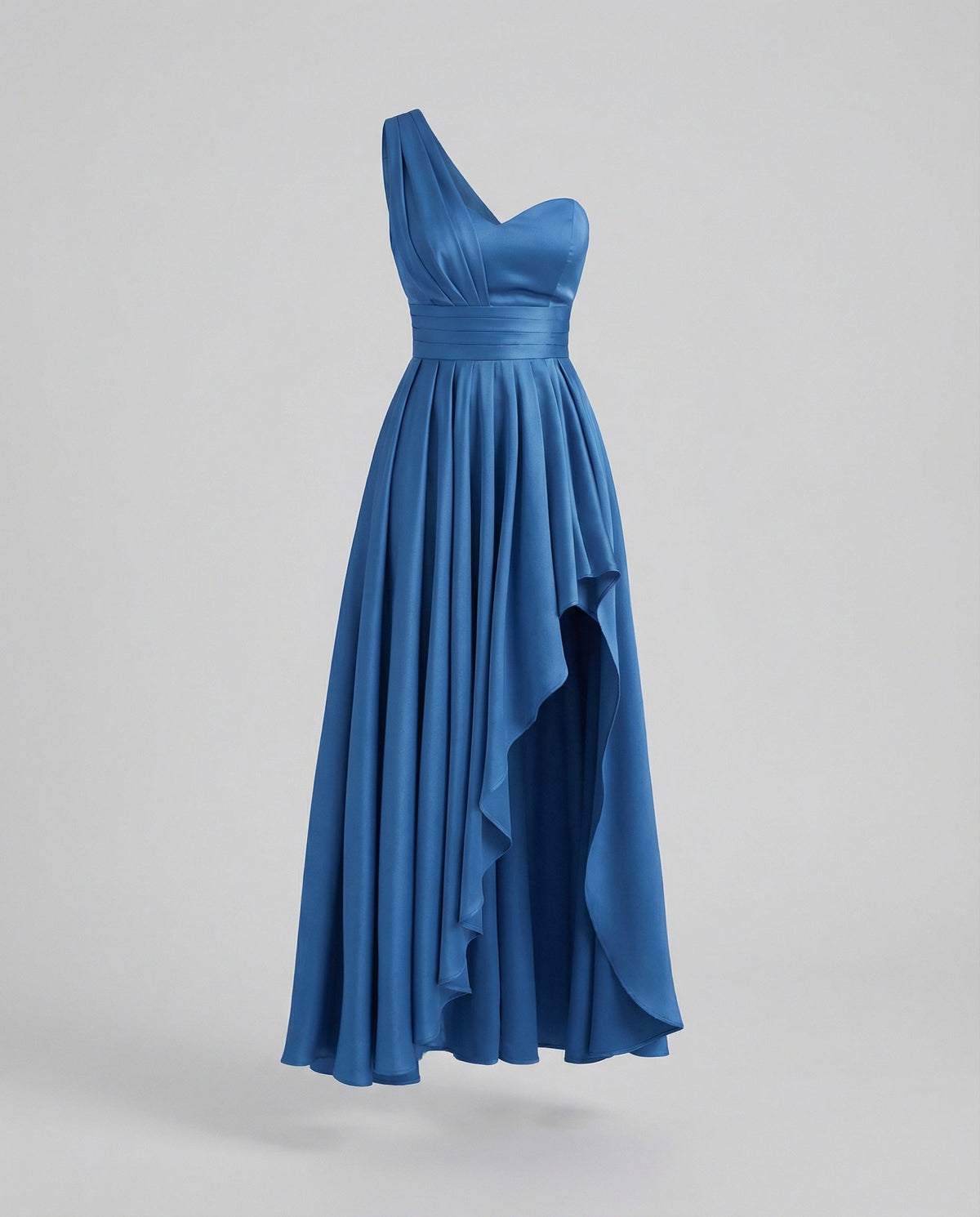 Women Elegant Maxi Dress with Asymmetric Hem and Ruffle Details - product shot