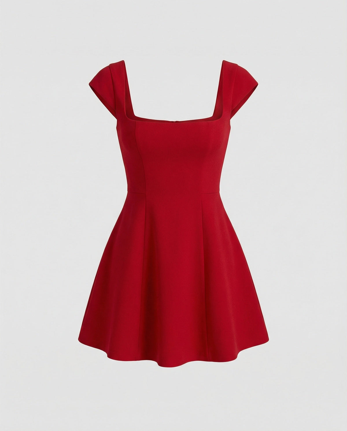 Ladies elegant cocktail dress with square neckline and flared skirt - product shot
