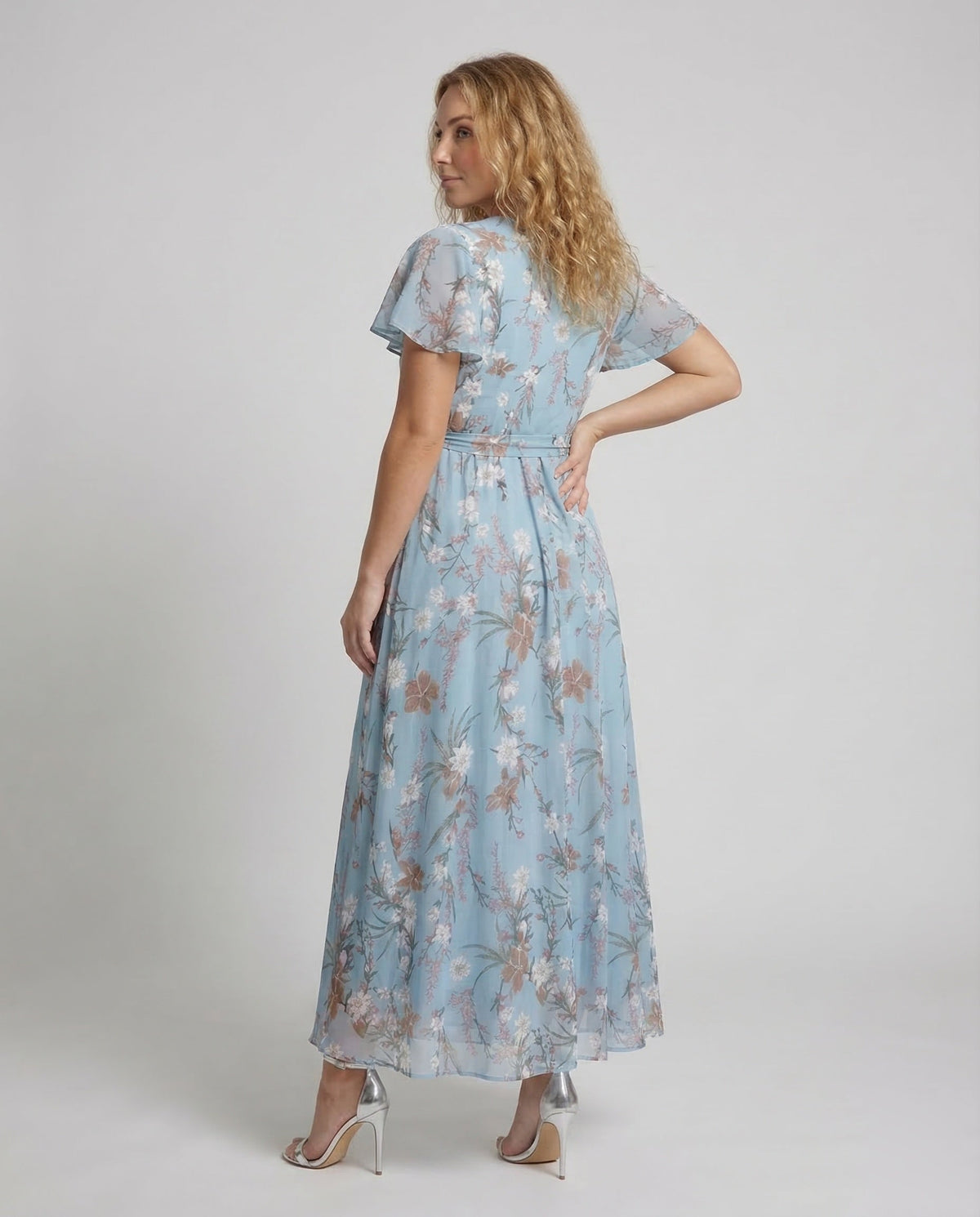 Women’s maxi dress with floral design - back view
