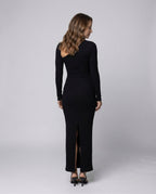 Women's wrap dress with asymmetrical neckline - back view