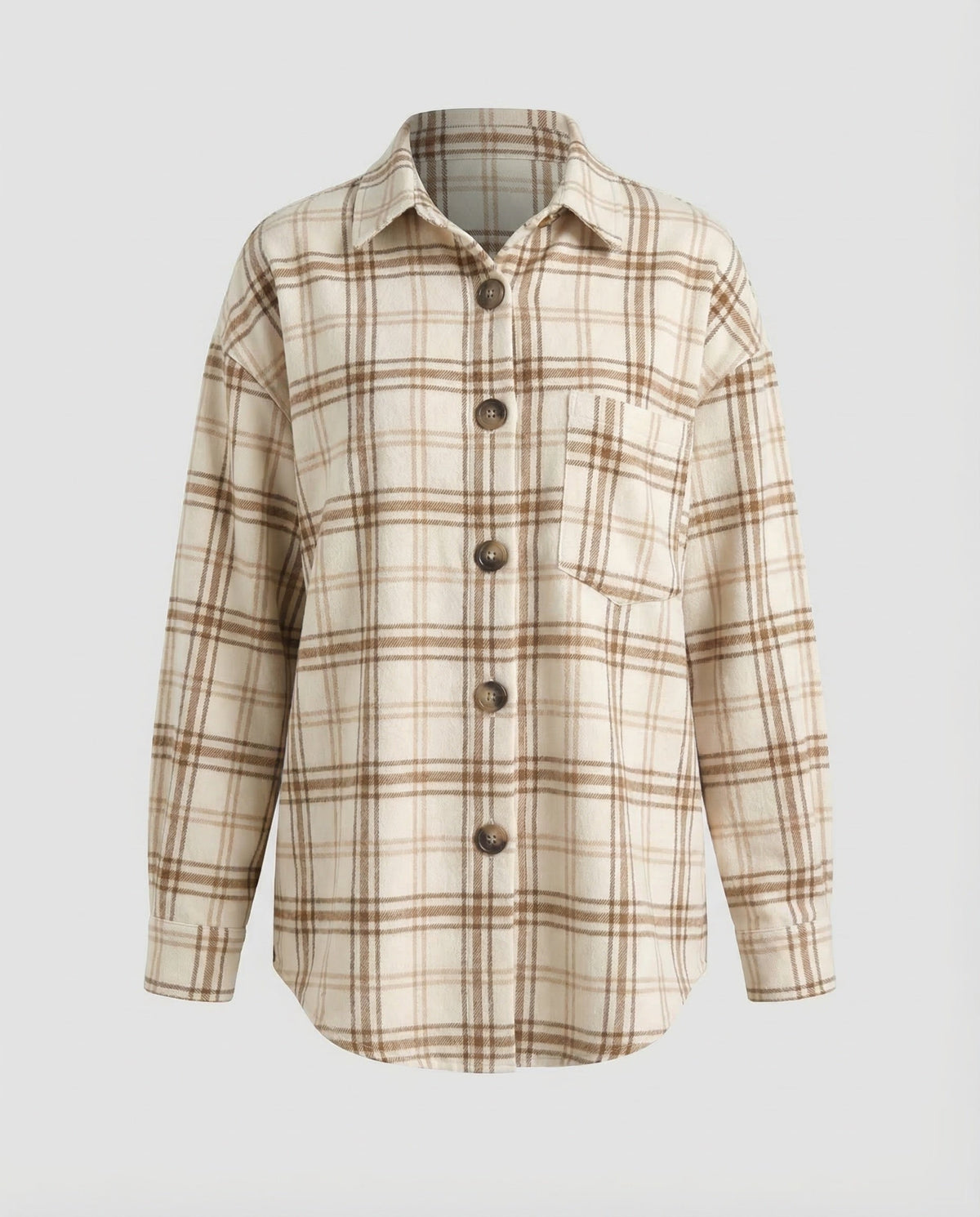 Women's Checked Blouse Jacket with Button Details - product shot