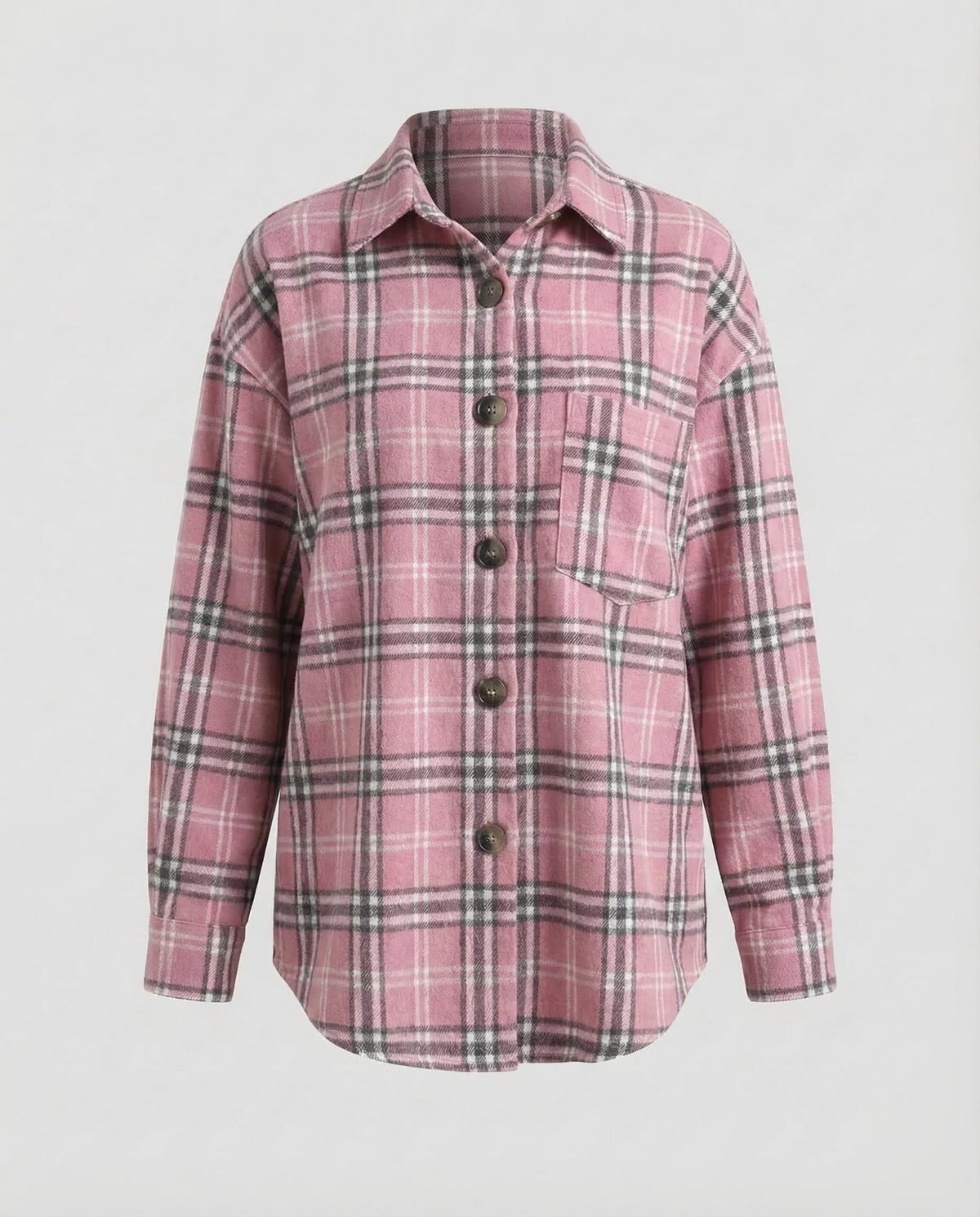 Women's Checked Blouse Jacket with Button Details - product shot