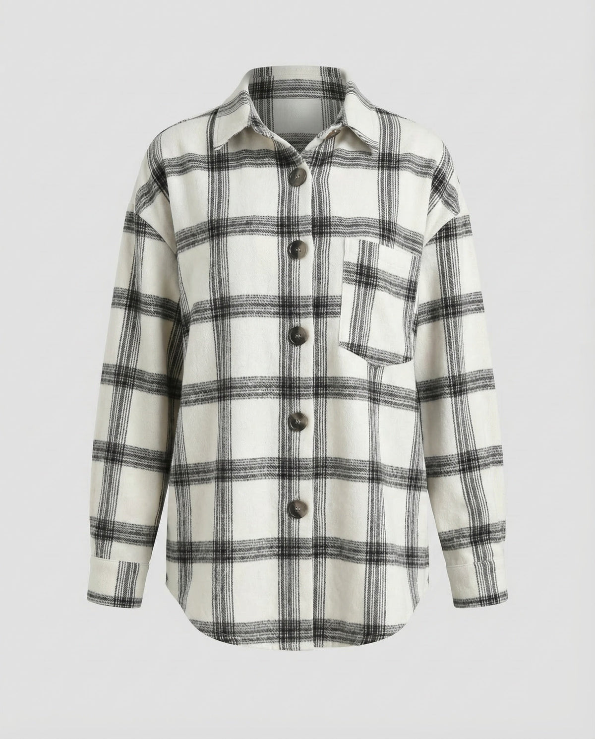Women's Checked Blouse Jacket with Button Details - product shot