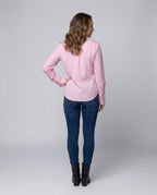 Blouse top women made of poplin with shirt collar - back view