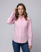 Blouse top women made of poplin with shirt collar - upper body view