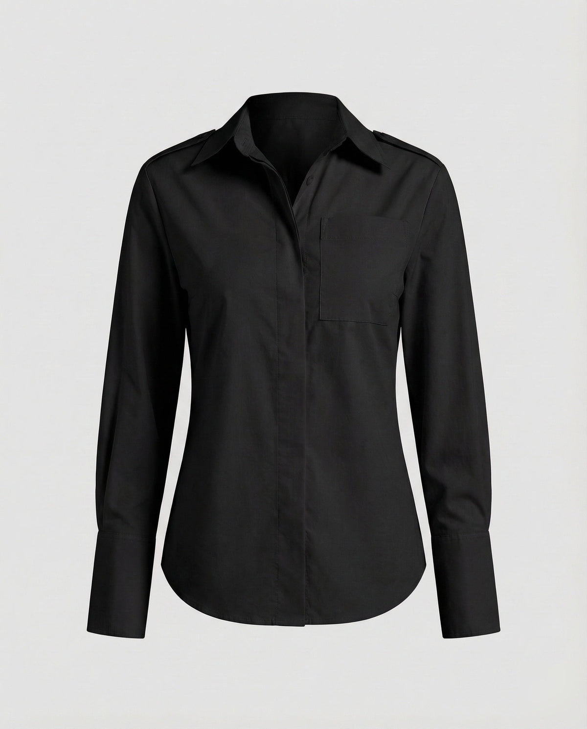 Blouse top women made of poplin with shirt collar - product shot