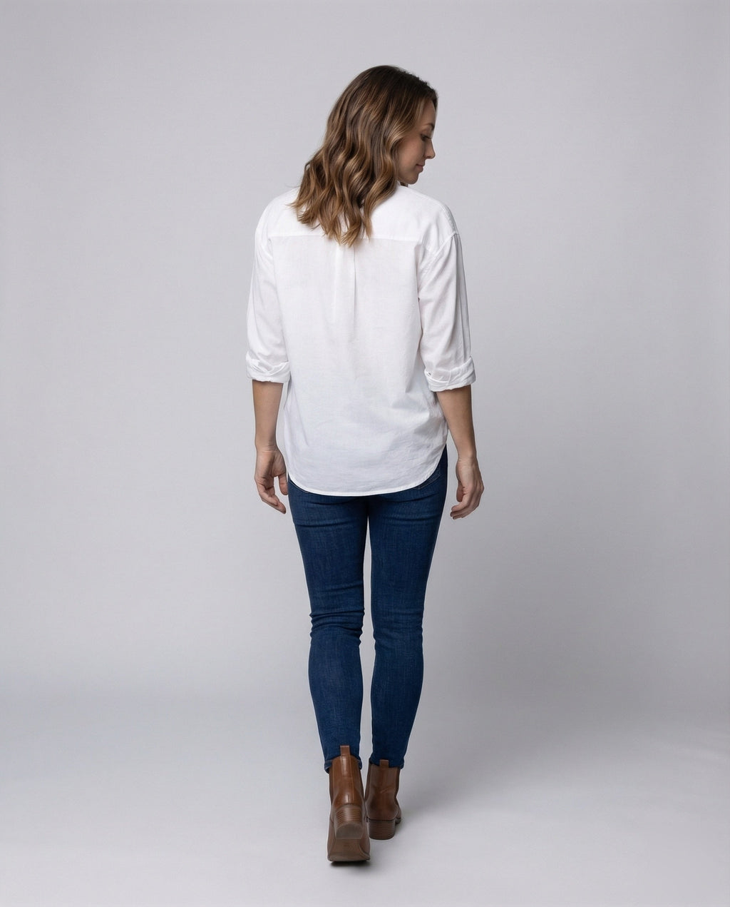 Blouse top women made of cotton loose fitting - back view