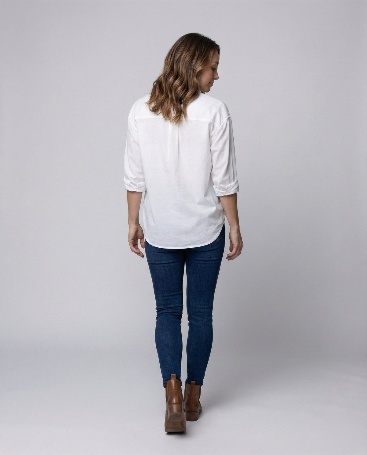 Blouse top women made of cotton loose fitting - back view