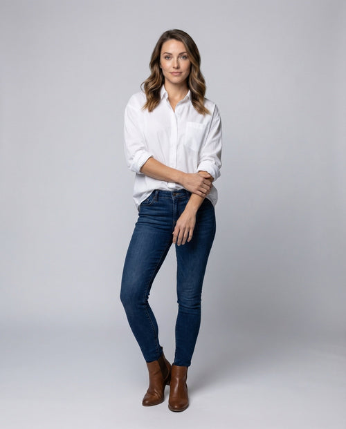Blouse top women made of cotton loose fitting - front view