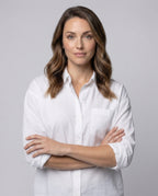 Blouse top women made of cotton loose fitting - upper body view