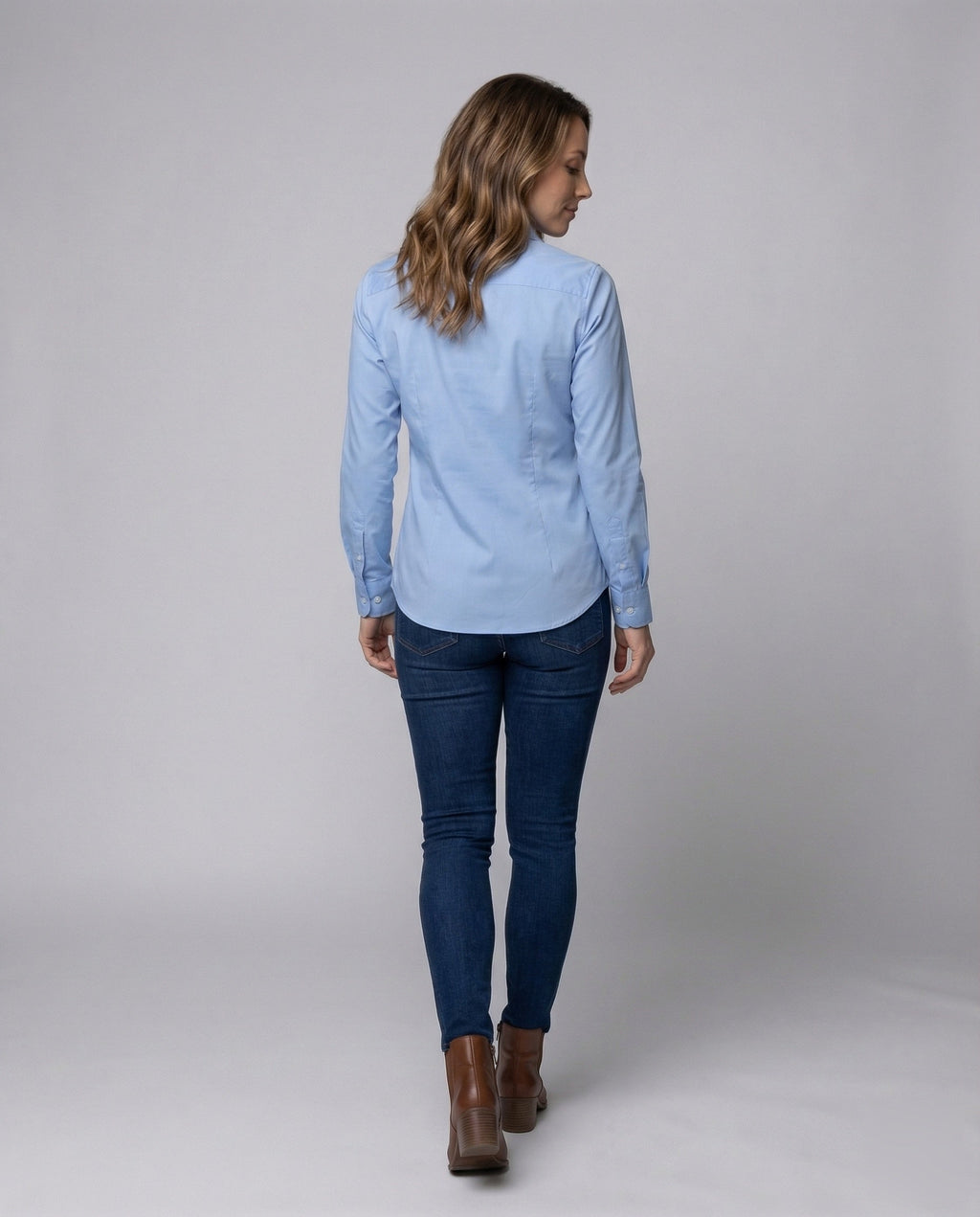 Blouse top women fitted made of cotton blend - back view