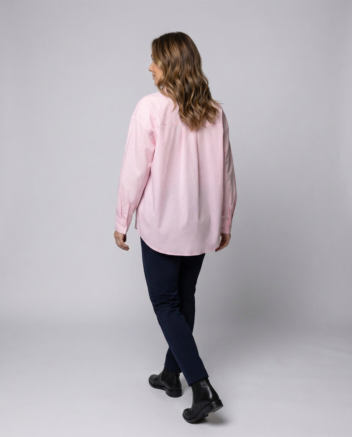 Oversized Blouse Top Women with Breast Pockets - back view
