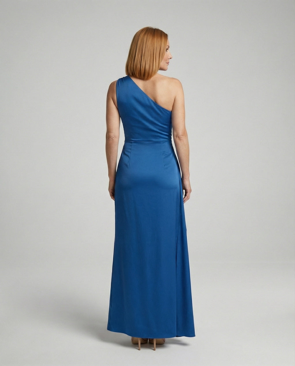 Elegant evening dress one-shouldered - back view