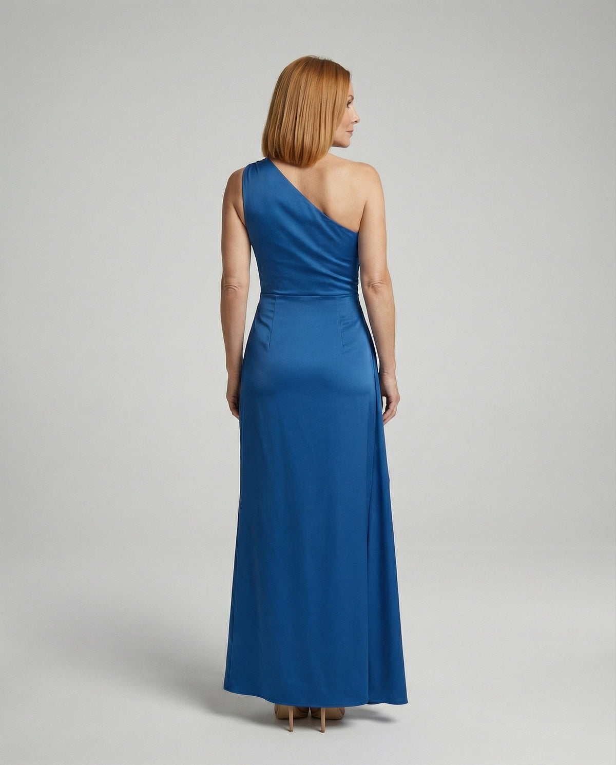 Elegant evening dress one-shouldered - back view