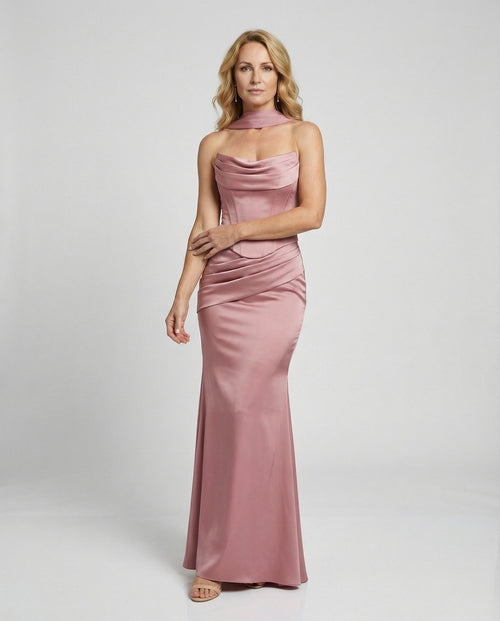 Elegant evening dress with corset mermaid - front view