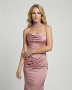 Elegant evening dress with corset mermaid - upper body view