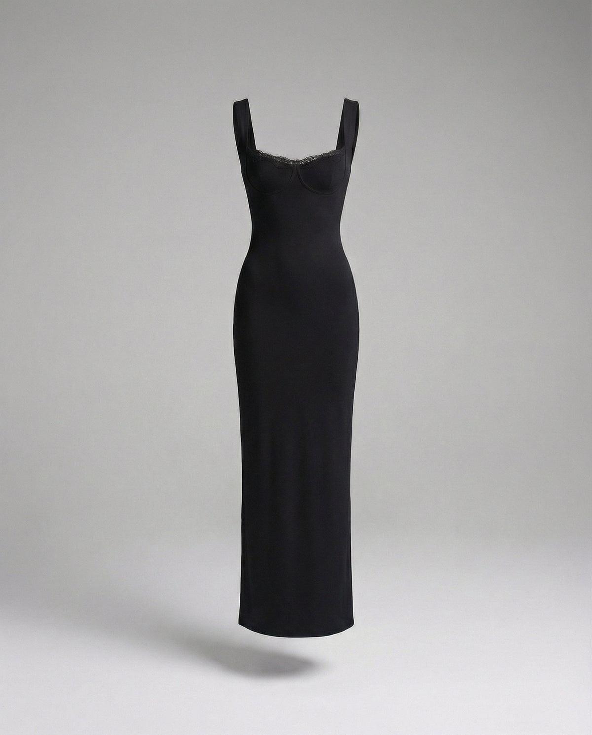 Elegant midi dress with spaghetti straps - product shot