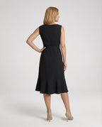 Midi dress ladies sleeveless with ruffle - back view