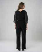 Elegant jumpsuit for women with chiffon sleeves - back view