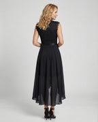 Elegant evening dress with lace and chiffon - back view