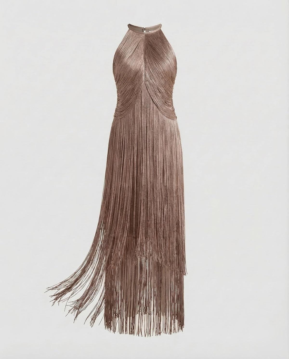Fringe Evening Dress Women with Halter Neck - product shot