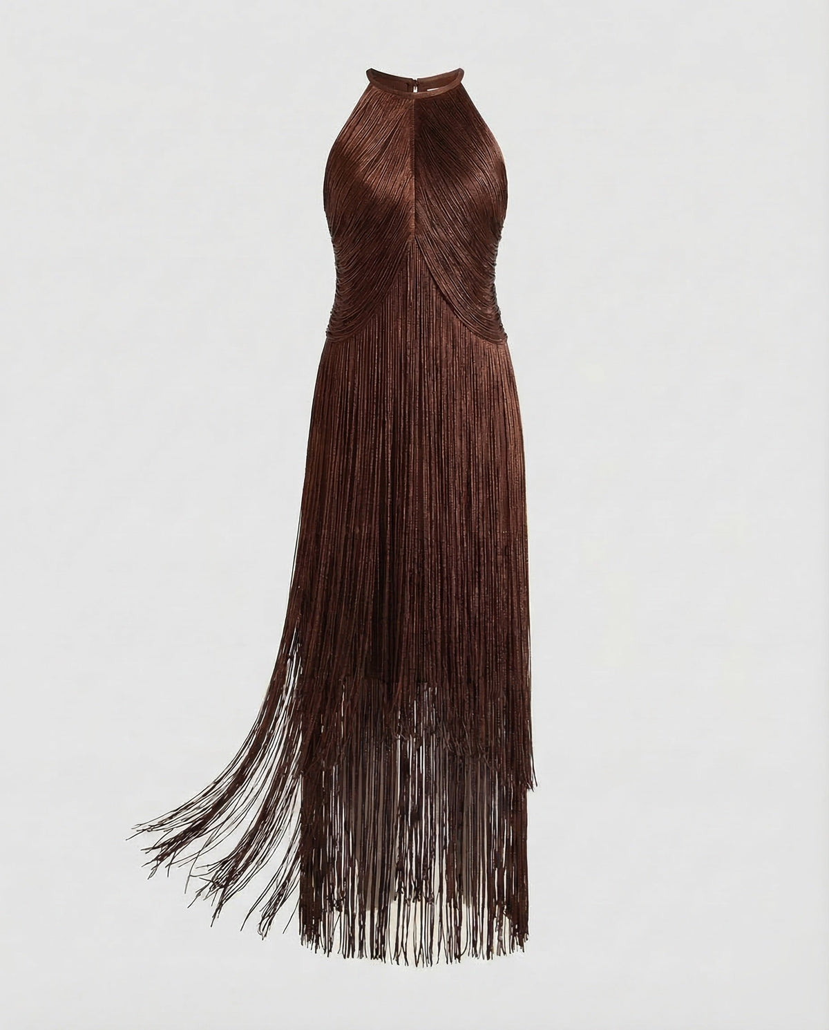 Fringe Evening Dress Women with Halter Neck - product shot