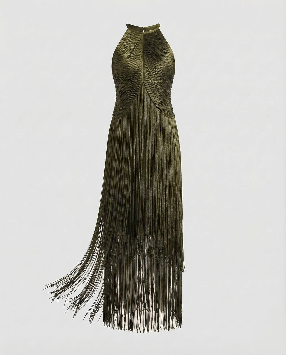 Fringe Evening Dress Women with Halter Neck - product shot