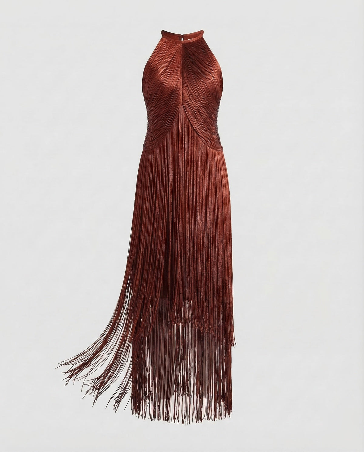 Fringe Evening Dress Women with Halter Neck - product shot