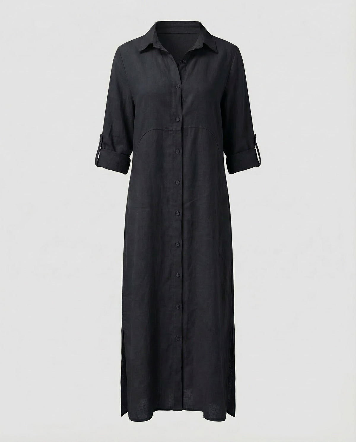 Linen Maxi Dress Women with Button Placket - product shot