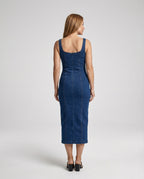 Women's Jeans Midi Dress fitted - back view