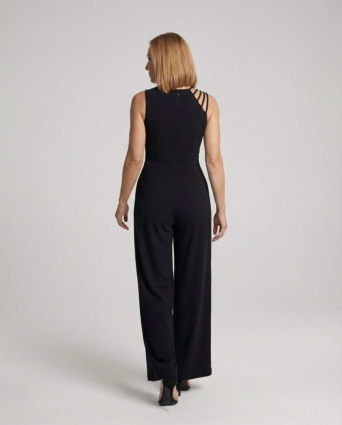Ladies Jumpsuit glamour sequins wide - back view