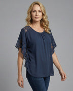 Women's Blouse Top Women's Chiffon Tunic - upper body view